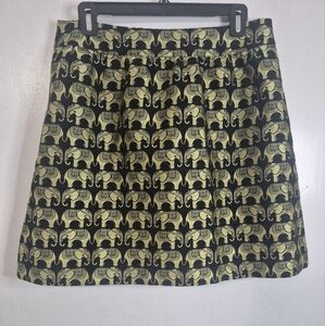 Elegant Black and Gold Elephant Print Skirt